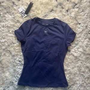 💙 Gold Hinge Pale Indigo Essential Full Length Short Sleeve Top Shirt